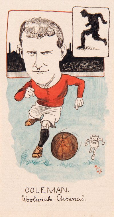 Tim Coleman, Woolwich Arsenal, drawing for a set of cigarette cards, 1907 by Rip